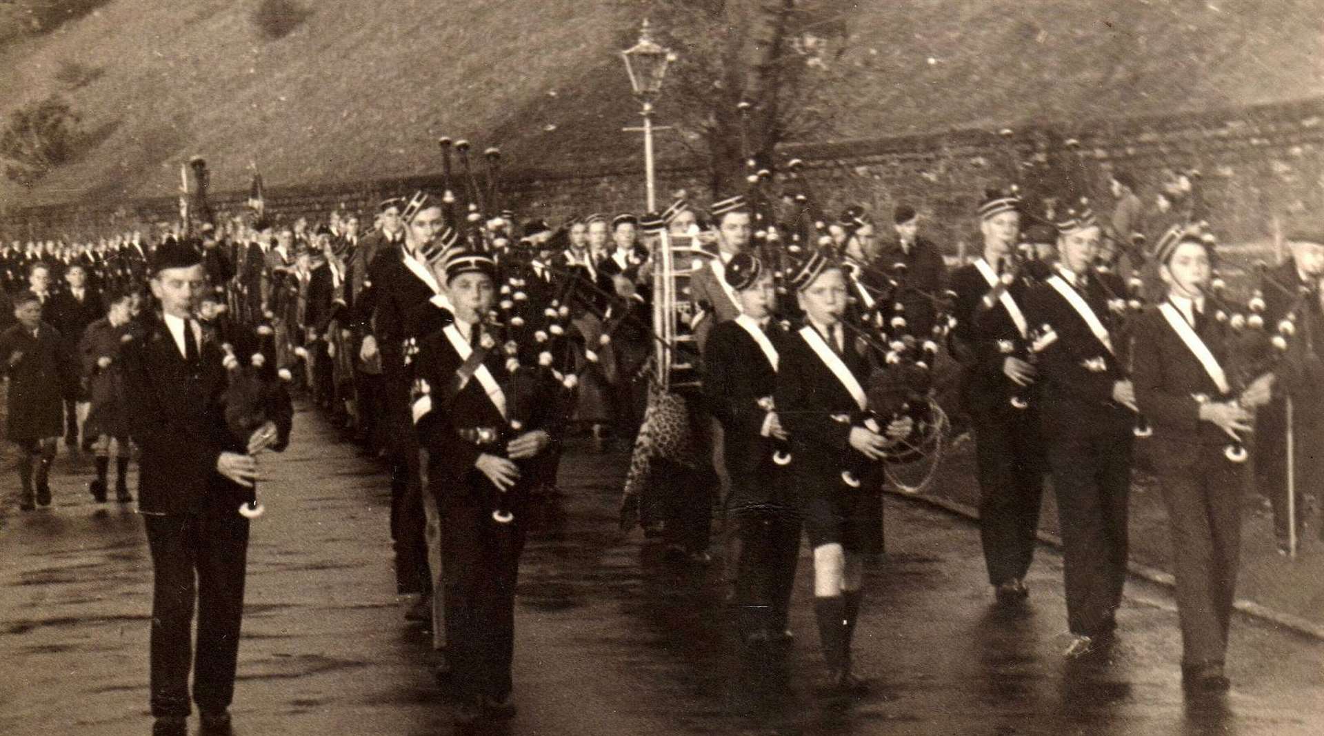 John Allan (front row in shorts) pursued his passion for piping as a member of the Boys Brigade.