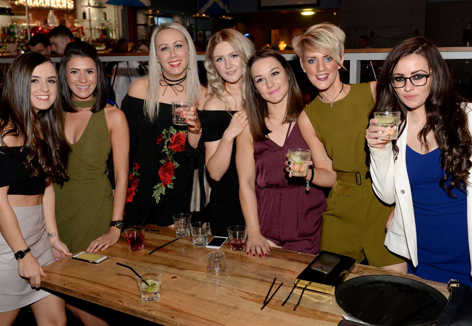 Double birthday celebration for Leanne Thain(left) and Laura Stewart(3rd left) with friends.