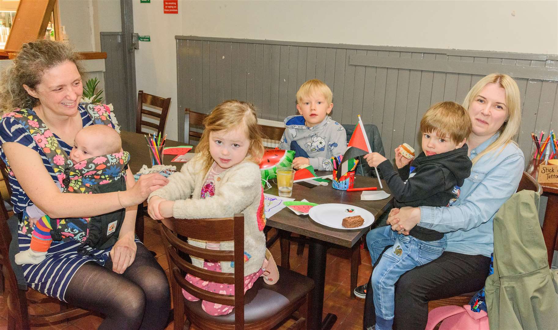 People of all ages attended the coffee morning organised by Highland Hearts for Palestine.